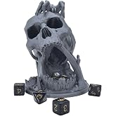 XJPONGC Skull Dice Tower Dungeons and Dragons RPG abletop Roleplaying Game Jail D&amp;D (Random 7PCS D20 Dice Set Included) Silver