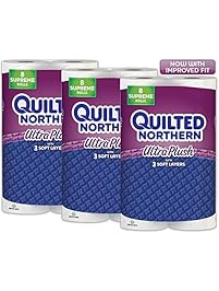 Quilted Northern Ultra Plush Septic-Safe Toilet Paper, 24 Supreme 3-Ply Toilet Paper Rolls (92+ Regular)