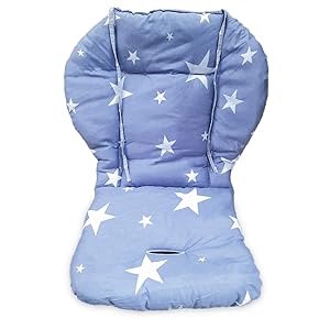 Twoworld High Chair Cushion, Large Thickening Baby Stroller/Car/High Chair Seat Cushion Liner Mat Pad Cover Protector Breathable (Blue Star)