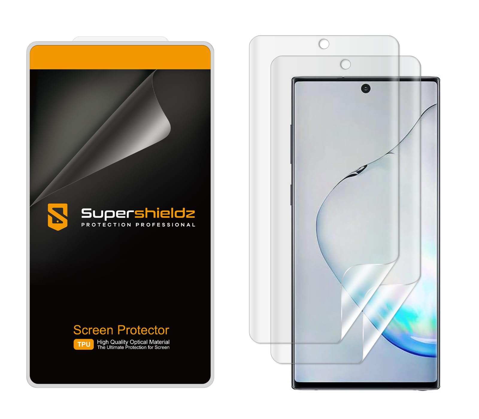 Supershieldz (2 Pack) Designed for Samsung Galaxy (Note 10) Screen Protector, High Definition Clear Shield (TPU)