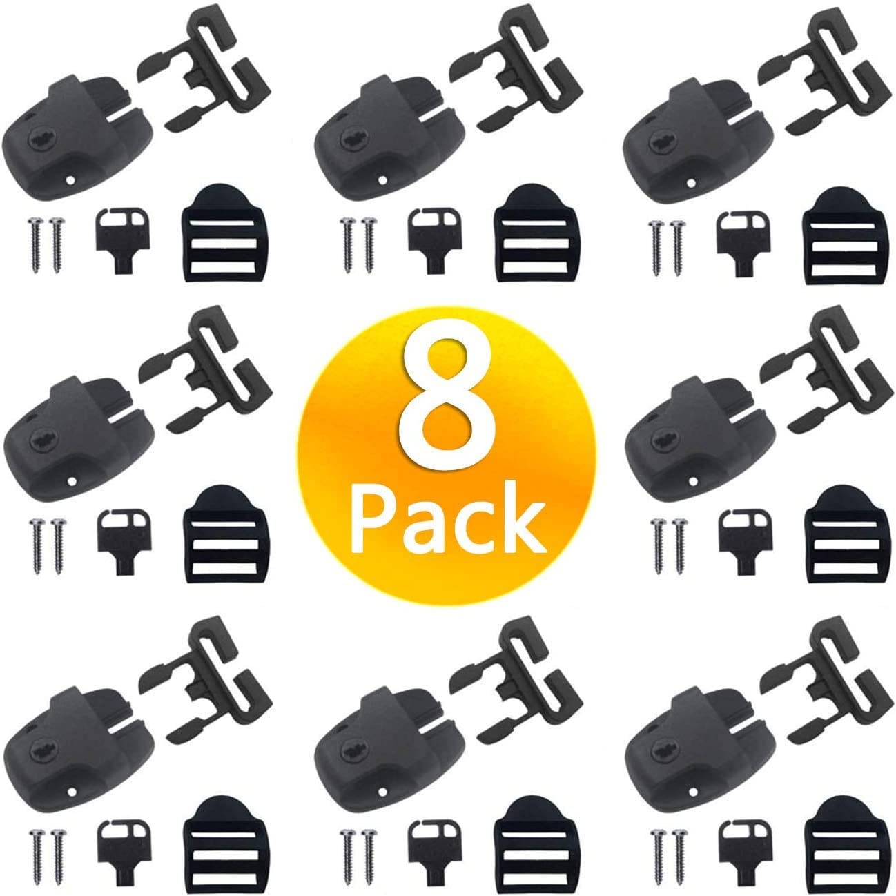 Hsthe Sea 8 Set Spa Hot Tub Cover Clips Replace Latches Clip Lock with Keys and Hardwares, Black