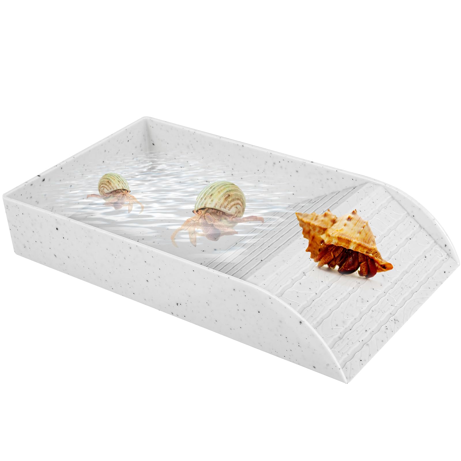 Tortoise Water Dish, Tortoise Bath Dish, 30.5x14.8x5.8cm Anti Slip Reptile Pool Bowl with Ramp,Reptile Feeding Box Dish, Plastic Turtle Water Bowl, Tortoise Habitat Accessories for Basking Feeding
