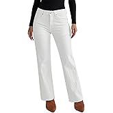 Vetinee Straight Leg Jeans for Women Trendy High Waisted Frayed Hem Stretchy Denim Pants Relaxed Casual Trouser Jeans