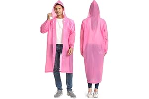 GUKOY Rain Coat Poncho for Adult, 2 Pack Women Men Reusable Raincoats Emergency with Hood and Drawstring