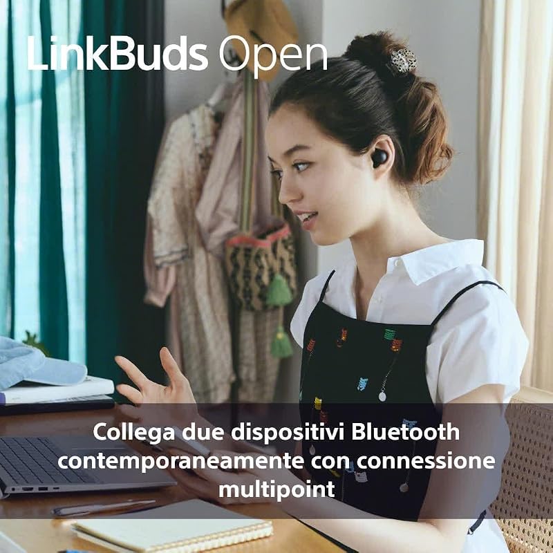 LinkBuds Open – Cuffie Bluetooth True Wireless Aperte - Suono trasparente, comfort, 4,8 g, Alta qualità del suono, IPX4, connessione Multipoint, batteria fino a 22 ore, iOS e Android – White