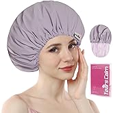 Years calm Shower Cap Reusable Waterproof, Double-Layer Hair Cap for Women, with Elastic Band, Ideal for Shower, Spa, Travel & Cleaning (Light purple, One Size)