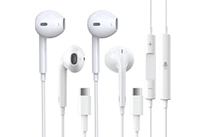 QISEMDUM 2 Packs-USB C Headphones for iPhone 15, Type C Earbuds Wired with Mic & Volume Control HiFi Stereo Earphones for Galaxy S23/S22/S21/S20/Ultra Note 10/20, for iPad Pro Pixel 7/6/6a/5/4 OnePlus 9 8