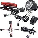 24V 36V 48V Ebike Turn Sigale Light Kit, Turn Tail Light (No Brake Light) | Headlight with Horn, Fits Rear Rack Mount Holes 50mm 80mm, Not Compatible with Waterproof Controller