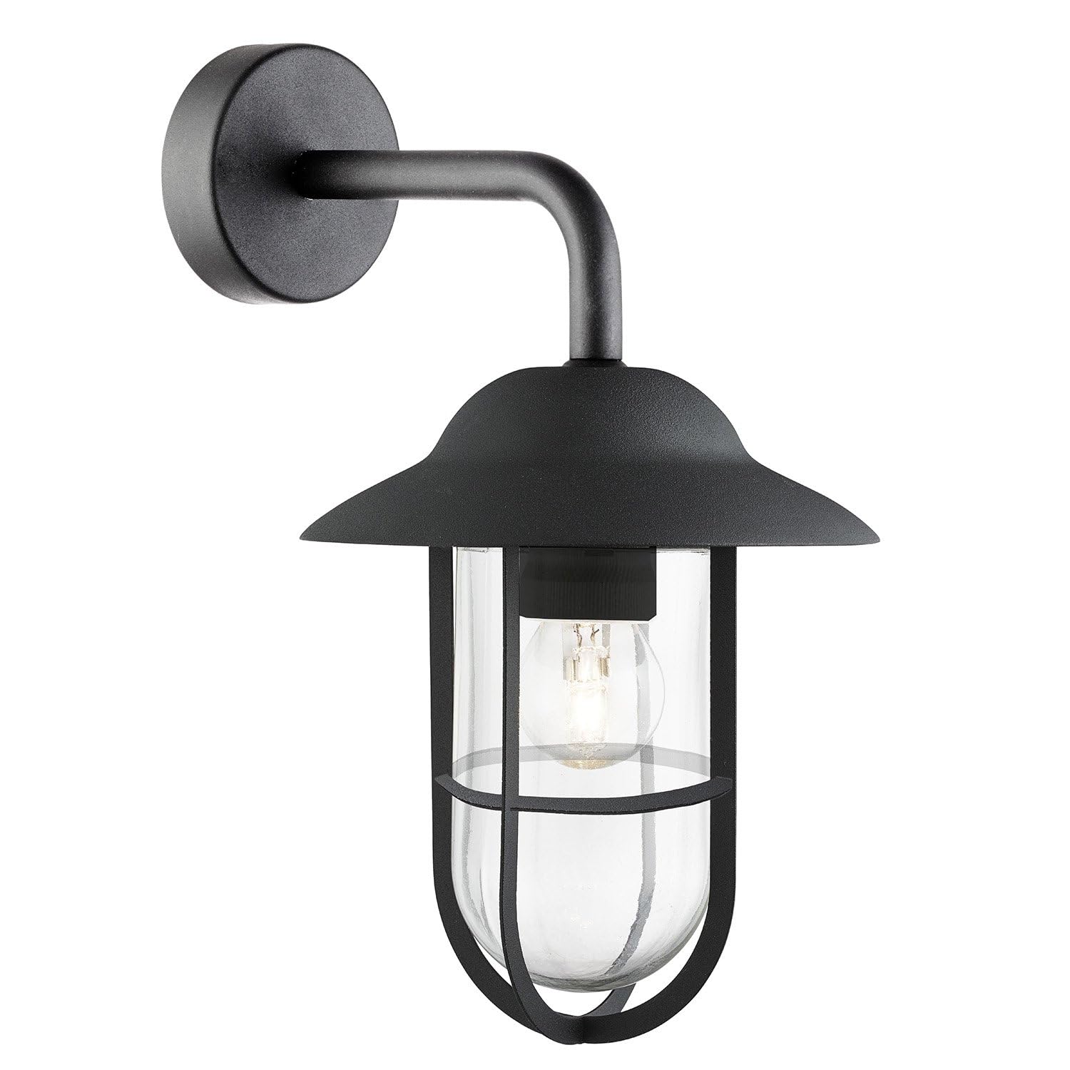 Searchlight 3291BK Well Glass 1 Light Outdoor Wall Lantern in Black