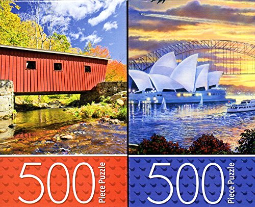 Covered Bridge / Sydney Opera House - 500 Piece Jigsaw Puzzle (Set of 2 Puzzle)