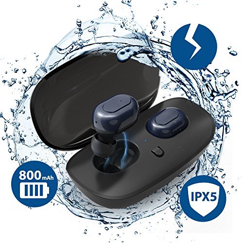 Tiamat True Wireless Earbuds, Bluetooth Headphones, Advanced Mini Bluetooth V4.2 Earphones, IPX5 Waterproof Headset with Upgraded Charging Case for Samsung iPhone iWatch