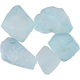 CRYSTALIS 5pcs Natural Blue Topaz Raw Crystals, Loose Gemstone Wholesale Bulk Rough Jewelry Making Supply, Chakra And Healing Raw Stones, Wire Wrapping, DIY, Tumbling, Gem Collection, 6-8mm