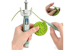 Crochet Tension Tool with Row & Stitch Counter, Rechargeable Yarn Guide Regulator for Even Tension, Ergonomic Finger Relief f
