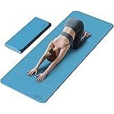Foldable Yoga Mat Extra Thick & Large (74" x 31.5" x 0.32"), Double-Sided Non Slip & Lightweight Fitness Mat, 8mm Thick Wide Exercise Mats for Woman Man Kids, Portable Workout Mats for Travel, Studio or Home Use