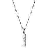 MORGAN & PAIGE .925 Sterling Silver Rhodium Plated Vertical Bar Sentiment Pendant Necklaces for Women - Lightweight and Dainty Sterling Silver Necklace for Women, Jewelry for Her 18 inch Rope Chain