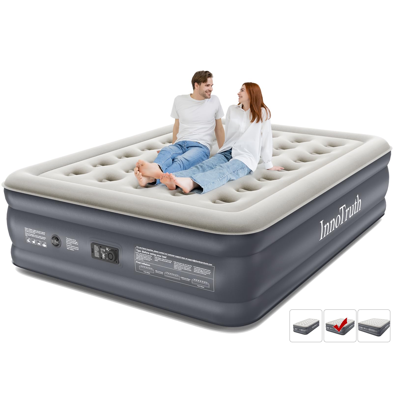 Silentnight deluxe single airbed blow up inflatable camping air mattress with builtin foot