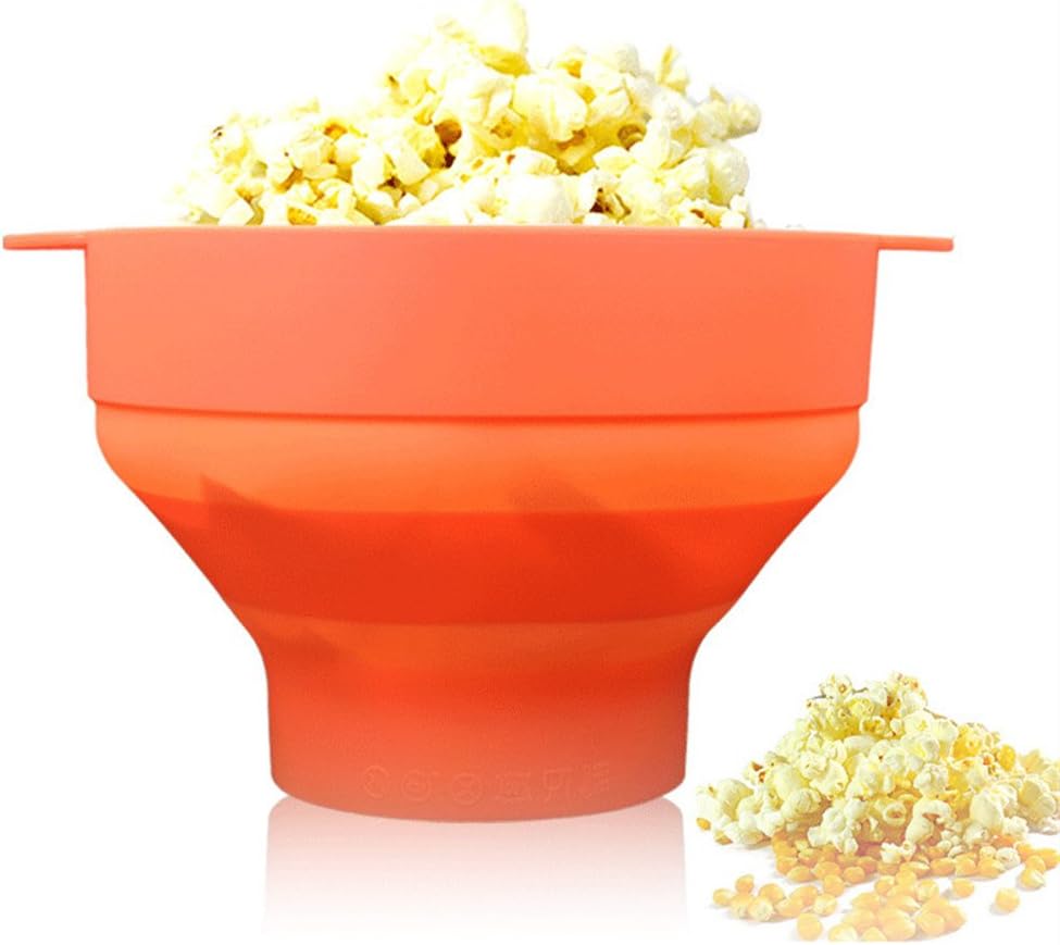 Seluna Microwave Popcorn Popper, Foldable Hot Air Popcorn Maker, Collapsible Silicone Bowl, Healthy Machine No Oil Needed, BPA PVC Free With Lid AND Convenient Handles (Red)