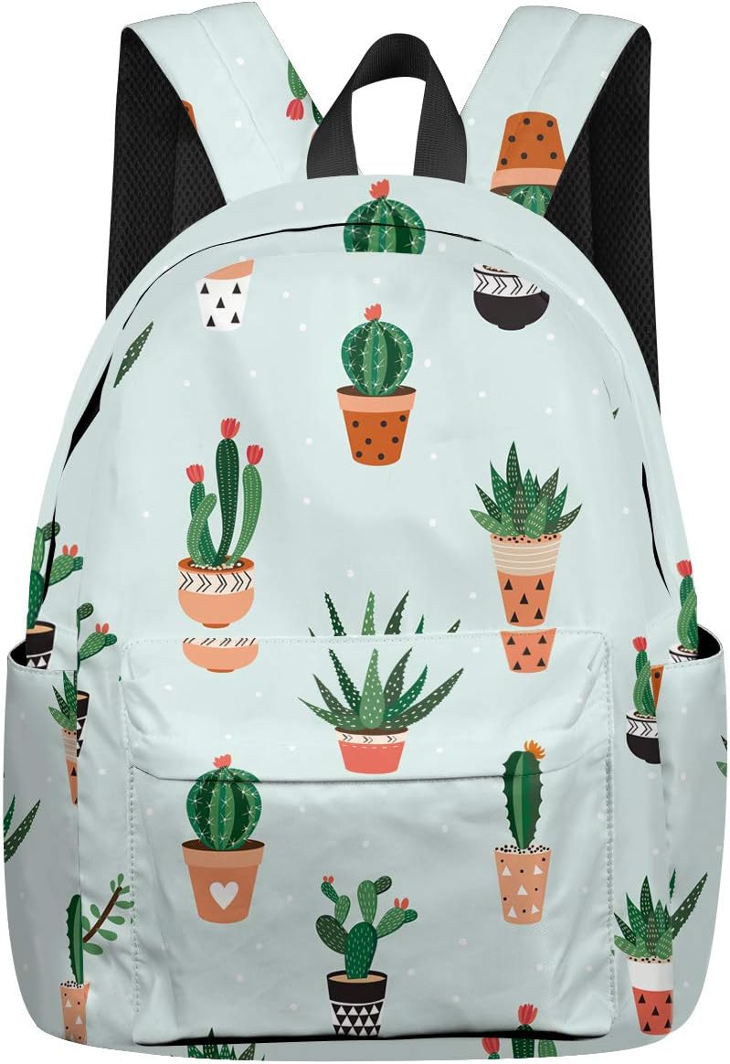 Teenage Backpacks for Girls Cactus School Backpack Casual Daypack Lightweight Schoolbags Travel Bag