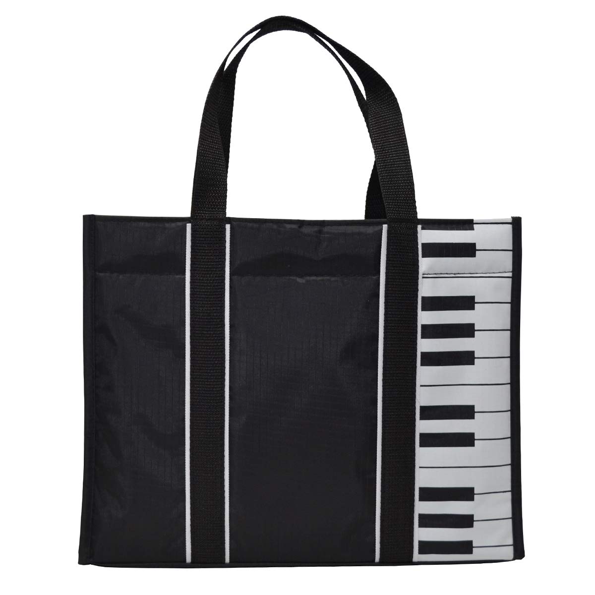 PUNK Piano Keys Music Tote Bag Waterproof Oxford Cloth Handbag Shoulder Tote Shopping Bag with Magnetic Snaps Buckle(Piano Keys-Black)