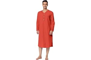 Lars Amadeus Men's Nightshirt Sleepwear Long Sleeves Comfy Henley Sleep Shirts Nightgown