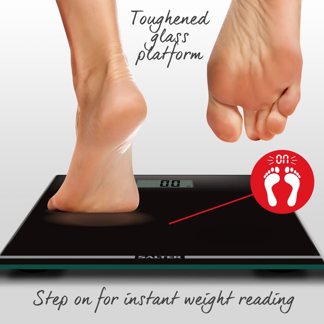 Salter 9205 BK3R Digital Bathroom Scale, Large Display Electronic Weighing Scales for Body Weight Toughened Glass Platform - Image 5