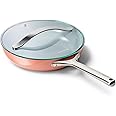 Caraway Nonstick Ceramic Frying Pan With Glass Lid (2.7 qt, 10.5") - Non Toxic, PTFE & PFOA Free - Oven Safe & Compatible with All Stovetops (Gas, Electric & Induction) - Perracotta