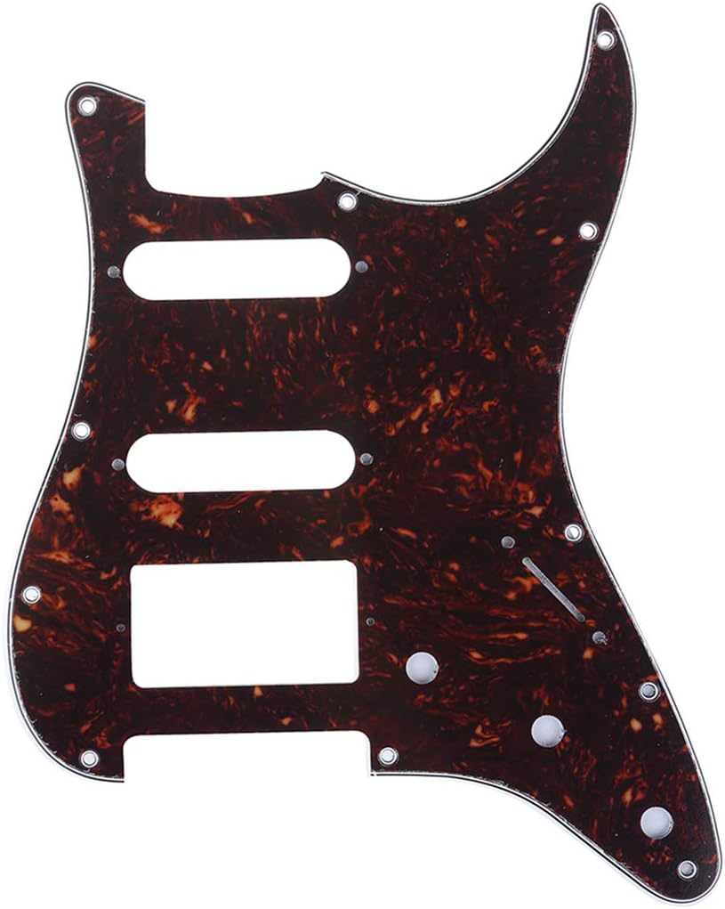 Musiclily Pro 11-Hole Modern Style Strat HSS Pickguard for American Stratocaster Guitar 4Ply Tortoise Shell