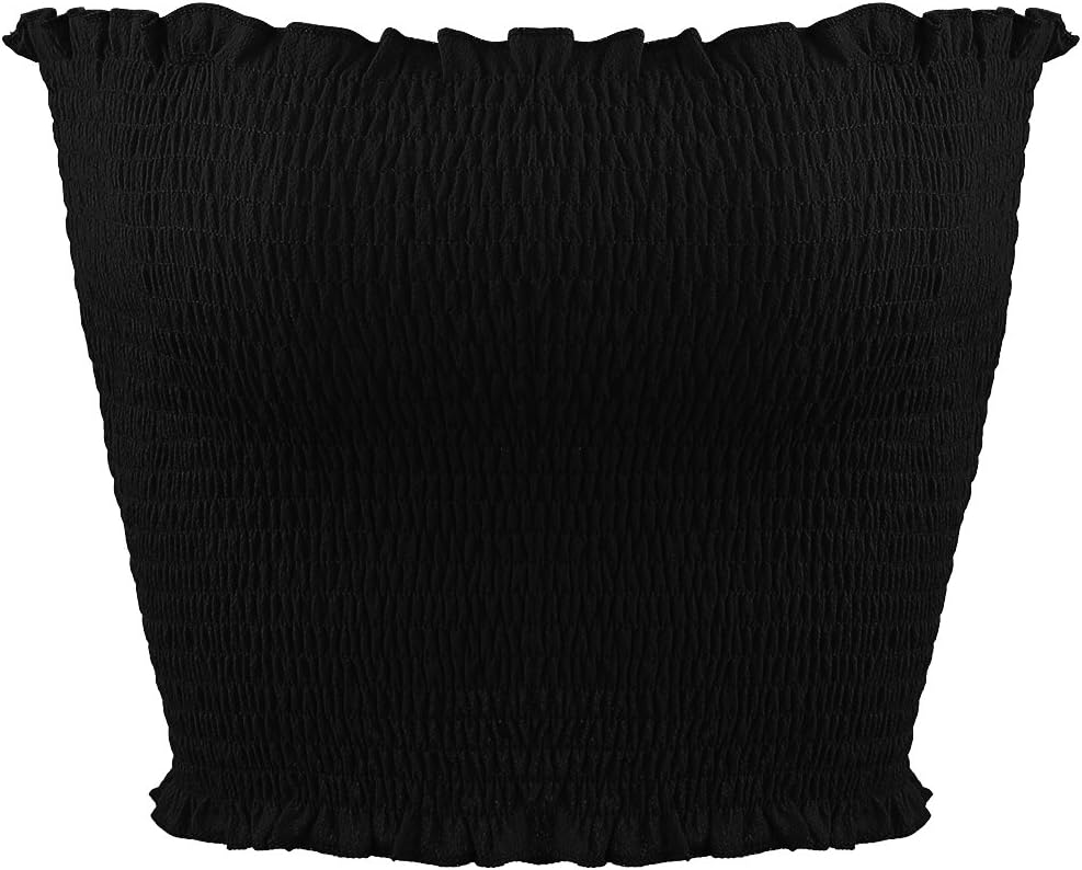 Sweetbei JWomens Strapless Pleated Summer Sexy Bandeau Tube Crop Tops