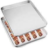 Stainless Steel Baking Sheets Pan, Leonyo 2 Pack 16IN x 12IN Stainless Steel Cookies Sheets for Baking, 1IN Deep Metal Toaster Jelly Roll Pan Tray for Oven, Dishwasher Safe
