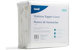 LUCID Mattress Topper Cover - Soft and Breathable - Machine Washable - Zippered Enclosure - Non-Slip Cover - 2 Inch - Full
