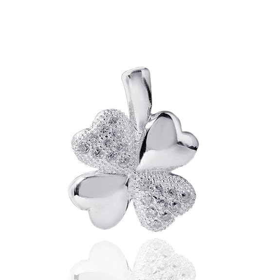 MATERIA Damen Anhänger Kleeblatt Glücksbringer Silber 925 mit Zirkonia weiß rhodiniert #KA-130