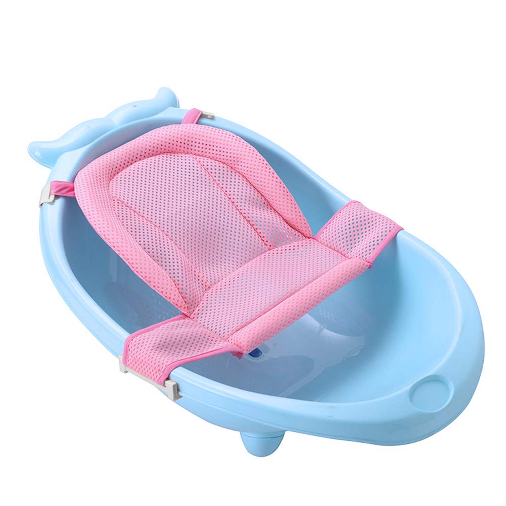 Baby Bath Pad Mesh Newborn Bath Support Net Non-Slip Bathing Seat with 4 Adjustable Support Corner for Infant 0-36 Months,Breathable and Quick-Drying,71x35x55cm