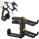 Foldable Headphone Stand and Hook – Aluminum Headset Holder Clamp Mount Under Desk, Universal Fit for Gaming Headphones, Space-Saving Hanger Organizer