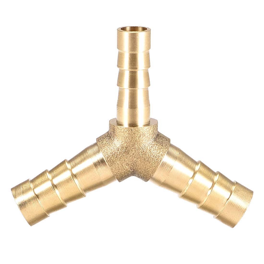 sourcing map Tee Brass Barb Fitting Reducer Y Shape 3 Way Fit Hose ID 8mm x 6mm x 8mm — image 1