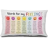Qvapt Calming Corner Pillows, Girls Room Decor, Emotional Wheel & Feeling Pillow Covers 12x20, Classroom Pillowcase, Feelings Decorations Cushion