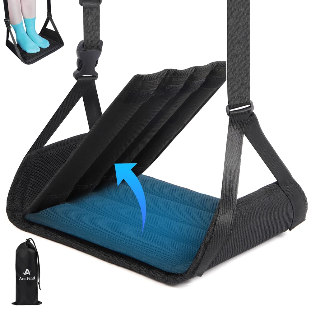 Photo 1 of Foot Hammock for Plane Travel, Upgraded Wide Airplane Foot Hammock with Detachable Hardboard, Portable Footrest for Air Travel Essentials Long Flight, Adjustable Foot Rest Leg Hammock for Flying