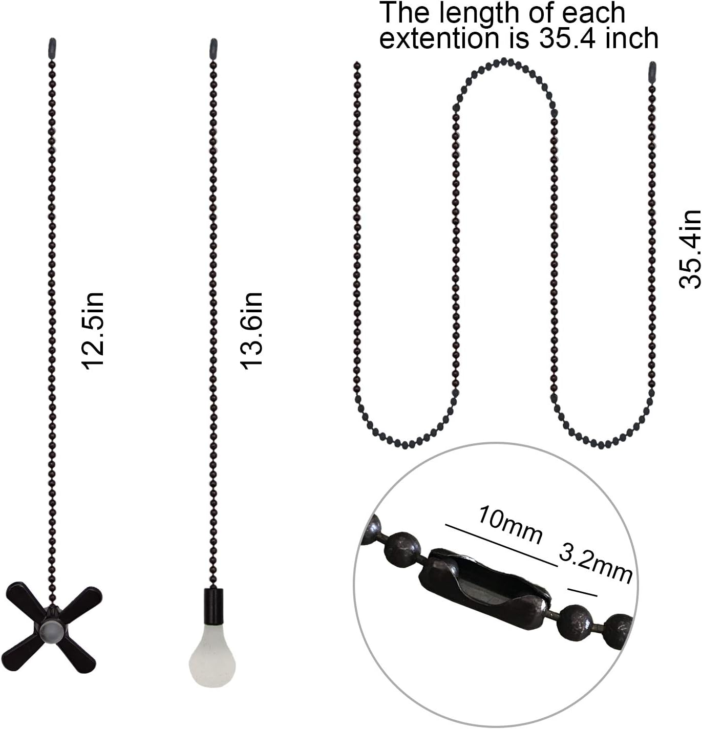 Iceyyyy Ceiling Fan Pull Chain Set Including 4Pcs Beaded Ball Fan Pull Chain Pendant, Extra 8Pcs Beaded and Pull Loop Connectors, 2Pcs 35.4 inches Fan Pull Chain Extension …: Kitchen & Dining