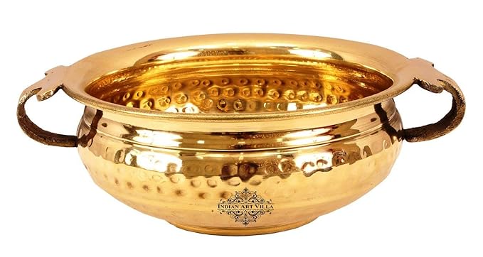 Indian Art Villa Hammered Brass Urli Decorative Platter, Home D