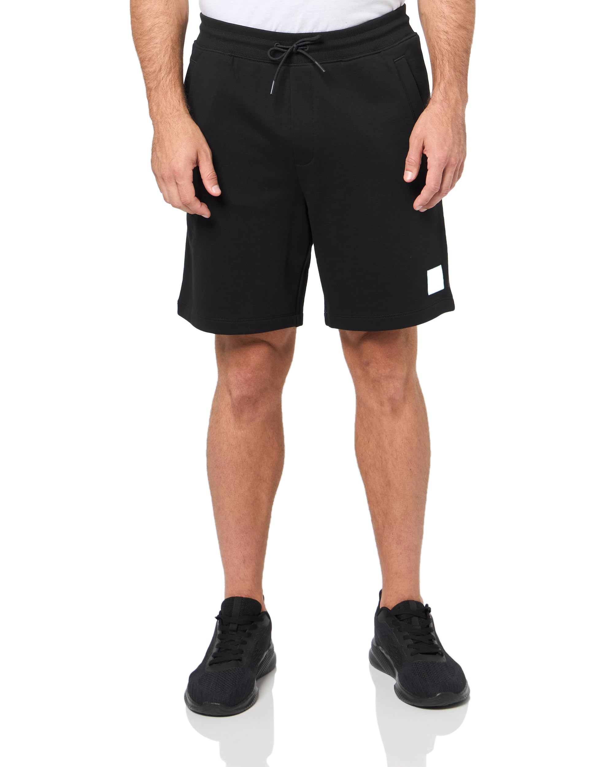 HUGO Square Logo Pull On Jersey Shorts Black Pepper