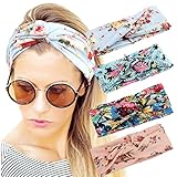 4 Pack Women Headband Boho Floal Style Criss Cross Head Wrap Hair Band Set2