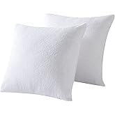 Waterproof Feather Proof Pillow Protectors with Zipper 18x18 Pack of 2 Soft Bamboo Viscose Terry Zippered Square Pillow Covers for Throws