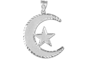 Claddagh Gold Sterling Silver Islamic Charm Crescent Moon and Star Pendant