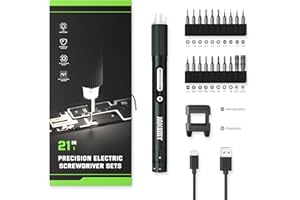 JAKEMY Cordless Screwdriver, 3 Gears Torque Adjustable Precison Screwdriver Set, Automatic and Manual Dual-mode, Shadowless LED Lamp, Phillips Flat Socket Torx Screwdriver Repair Tool Kit