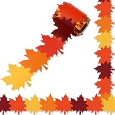 Whaline 32.8 Ft Fall Bulletin Board Border Maple Leaves Shape Decorative Trim Yellow Orange Brown Leaf Die-Cut Border Trim for Autumn Thanksgiving Classroom Office Decor