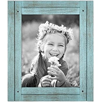 Americanflat 8x10 Turquoise Blue Distressed Wood Frame - Made to Display 8x10 Photos - Ready to Hang - Ready to Stand - Built-in Easel