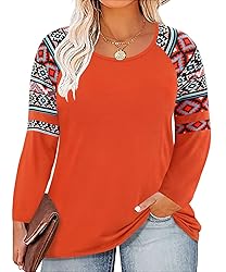 CARCOS Women Plus Size Tops Colorblock Long Sleeve