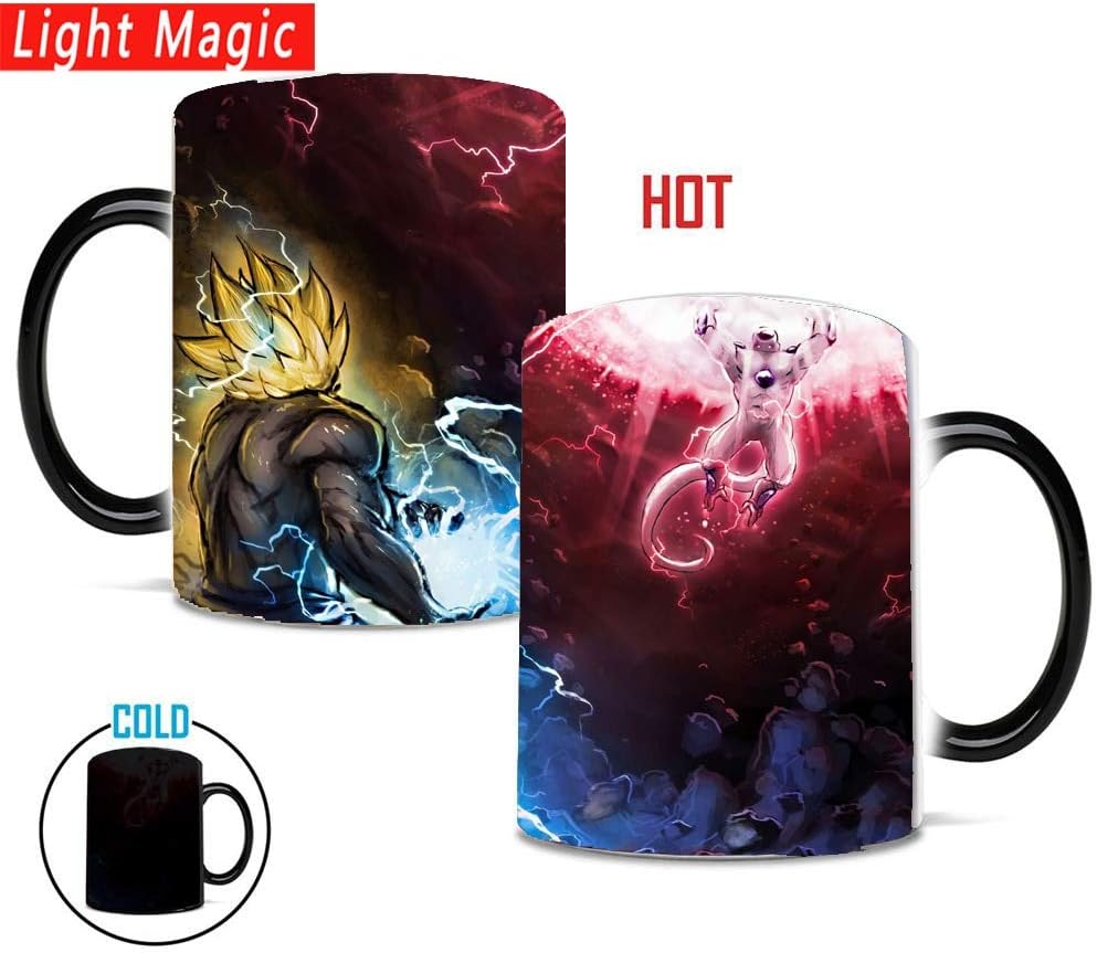 Fiesta dragon ball Z super saiyan goku vs frieza mugs heat changing color ceramic coffee mugs cup best gift for your boy friend: color changing mug, 301-400ml