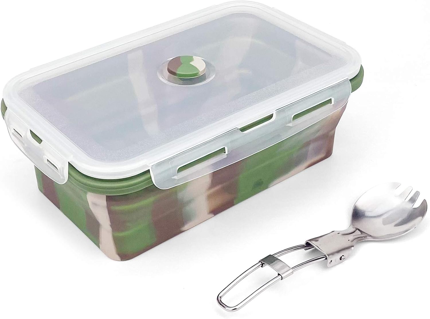 CCyanzi Reusable Camping Bowls with Lid, Silicone Collapsible Food Storage Containers, 1200ml Folding Travel Bowl, for Camping, Hiking, Kitchen, Microwave and Freezer Safe