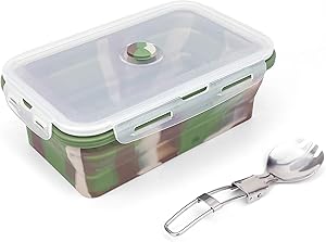 CCyanzi Reusable Camping Bowls with Lid, Silicone Collapsible Food Storage Containers, 1200ml Folding Travel Bowl, for Camping, Hiking, Kitchen, Microwave and Freezer Safe