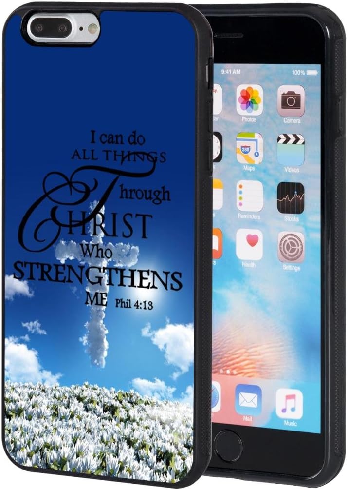 iPhone 7 Plus Case,iPhone 8 Plus Case,AIRWEE Slim Anti-Scratch Shockproof Silicone TPU Back Protective Cover Case for Apple iPhone 8 Plus/iPhone 7 Plus 5.5 Inch,God Cross Religious Quote